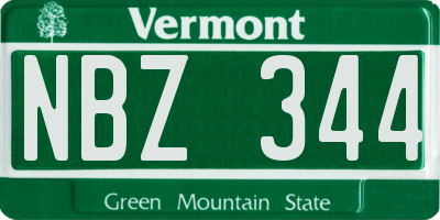 VT license plate NBZ344