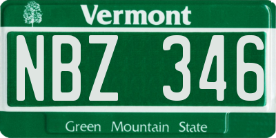 VT license plate NBZ346