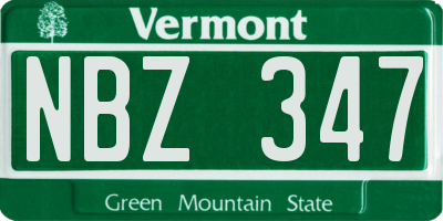 VT license plate NBZ347