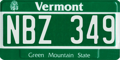 VT license plate NBZ349