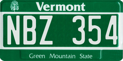 VT license plate NBZ354