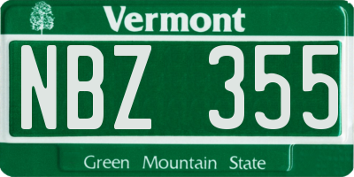 VT license plate NBZ355