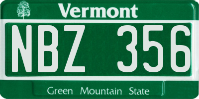 VT license plate NBZ356