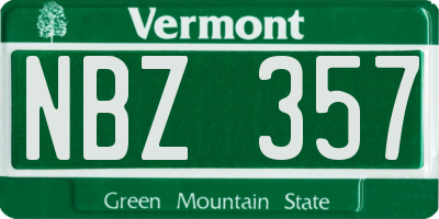 VT license plate NBZ357