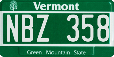 VT license plate NBZ358