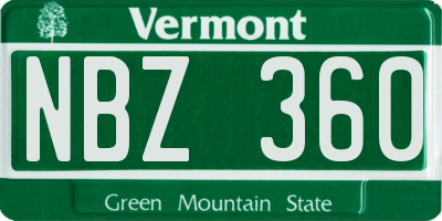 VT license plate NBZ360