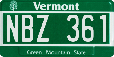 VT license plate NBZ361