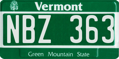 VT license plate NBZ363