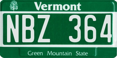 VT license plate NBZ364