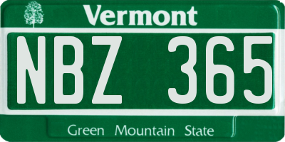 VT license plate NBZ365