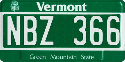 VT license plate NBZ366