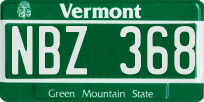 VT license plate NBZ368