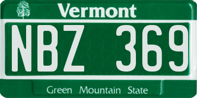VT license plate NBZ369