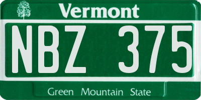 VT license plate NBZ375
