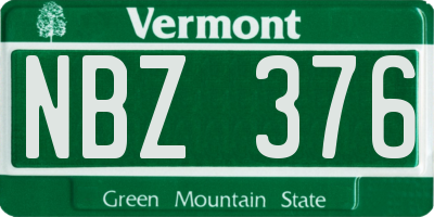 VT license plate NBZ376