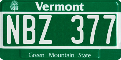 VT license plate NBZ377