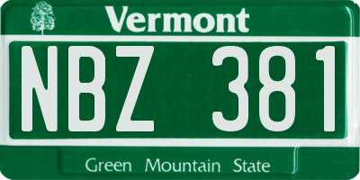 VT license plate NBZ381