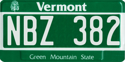 VT license plate NBZ382