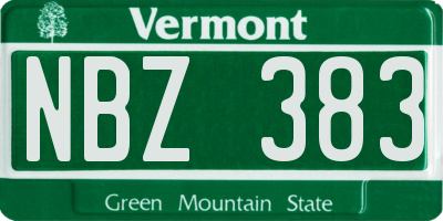 VT license plate NBZ383