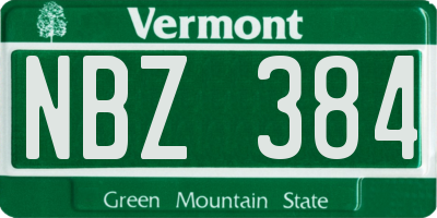 VT license plate NBZ384