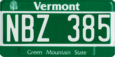 VT license plate NBZ385