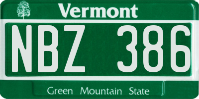 VT license plate NBZ386