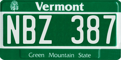 VT license plate NBZ387
