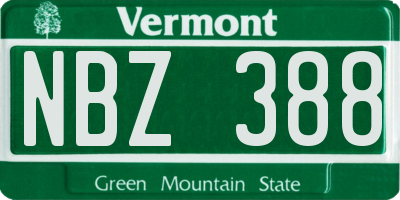VT license plate NBZ388