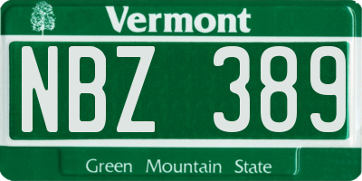 VT license plate NBZ389