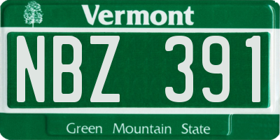 VT license plate NBZ391