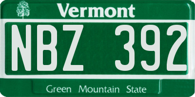 VT license plate NBZ392