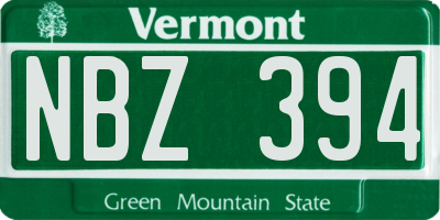 VT license plate NBZ394