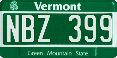 VT license plate NBZ399