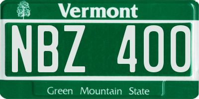 VT license plate NBZ400