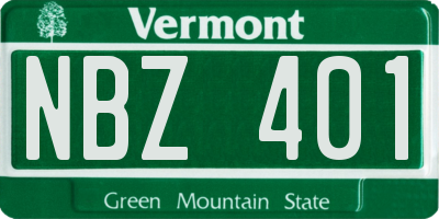 VT license plate NBZ401