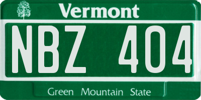 VT license plate NBZ404
