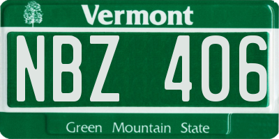 VT license plate NBZ406