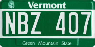 VT license plate NBZ407