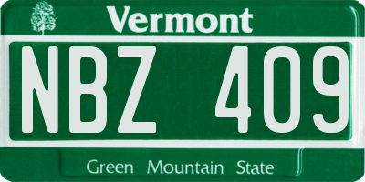 VT license plate NBZ409
