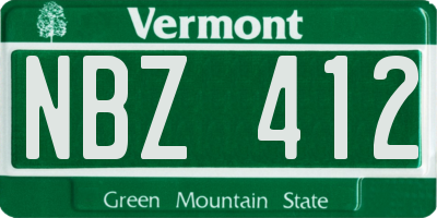 VT license plate NBZ412