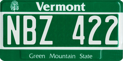 VT license plate NBZ422