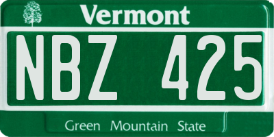 VT license plate NBZ425