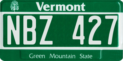 VT license plate NBZ427