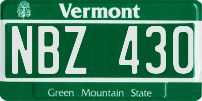 VT license plate NBZ430