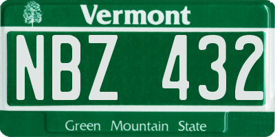 VT license plate NBZ432
