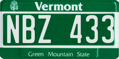 VT license plate NBZ433