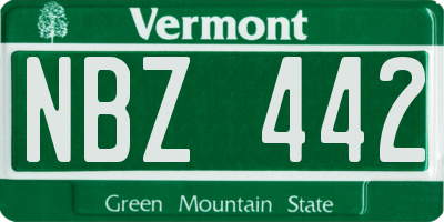 VT license plate NBZ442