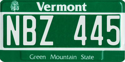 VT license plate NBZ445