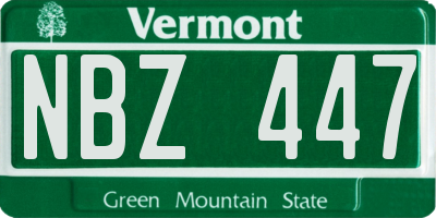 VT license plate NBZ447