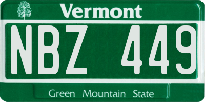 VT license plate NBZ449